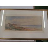 A Victorian watercolour seascape with cottage