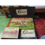 Three vintage board games; Escalado, Cluedo and Totopoly
