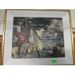 A pair of small oils harbour scene and street scene