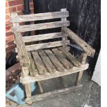 A wooden garden chair