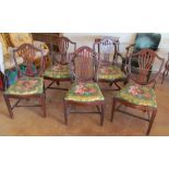 A set of five Georgian chairs two elbow and three standard