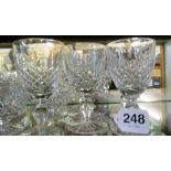 Six Royal Doulton crystal tumblers, six cut glass wine glasses and other drinking glasses