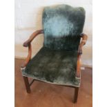 A wide Georgian style armchair square legs
