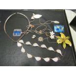 Various Norwegian silver and enamel jewellery some by Andersen