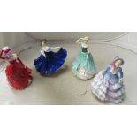 Four Royal Doulton figures:- Hannah, Elaine, Mary and Emily