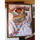 CMWG Caroline Walker Grime oil nude male lying on bed and letter