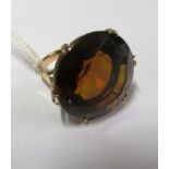 A 9ct smokey quartz ring size O 14.6g