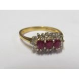 An 9ct ruby and diamond ring size O 2.5g