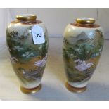 A pair of Satsuma vases decorated landscape scenes marked Soko china