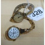 A 9ct gold Vertex watch (no winder) and a 9ct gold ladies watch