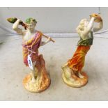 A Royal Worcester figure Bacchante with tambourine No 1441 and a Satyr of Summer with staff No