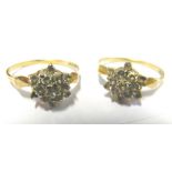 Two 9ct cluster rings 3.3 gms
