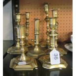 Various brass candlesticks