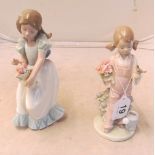 A Lladro girl and Nao girl