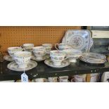 A Foley bone china Ming Rose teaset six place setting with sugar bowl and milk jug