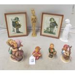 A Royal Doulton figure Sweetheart Girl, three Goebel figures children, another Goebbel style (