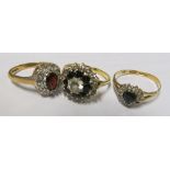 A 9ct Cubic Zirconium ring and two rings 7.1 gms