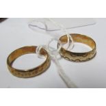 Two 9ct gold bands 3.7gm