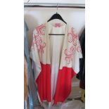 A Zee Zee kimono style jacket red and cream with sequinned and beaded design