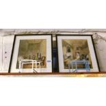 A pair of prints Queen Mary's dressing room Holyrood Palace and Queen Mary's closet