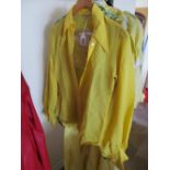 A John Charles yellow chiffon dress, girls yellow party dress and cap, Vintage Jeff Banks 1970s