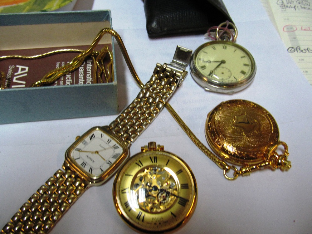 A silver cased pocket watch marked Kendal & Bent (face a/f), three other pocket watches and an - Image 4 of 4