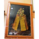 A print of Elizabeth I in maple frame