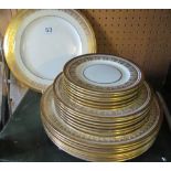 A set of Aynsley Champagne dinner ware; eight dinner plates, seven side plates, seven tea plates (