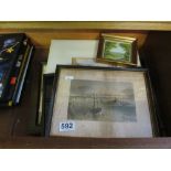 A photograph on glass Broadstairs, Kent, 19th Century engraving broadstairs and other prints