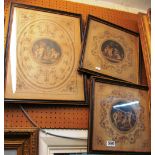 A set of three Bartolozzi engravings scenes of cherubs within decorative bow and swag design