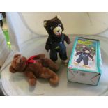 Rollie - The Roller Skating Bear, boxed and a Ty Union Jack bear