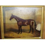 An oil horse in stable, signed indistinctly Charleson (?) 1918