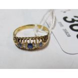 An 18ct gold sapphire and diamond ring, size P 2.68gm