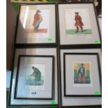 A set of four coloured prints gentlemen taken on the Steyne at Brighton and three similar