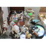 Five Wade Disney Lady and The Tramp dogs, glass animals and other ornaments