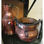 An Eastern copper jug and bowl