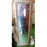 A long mirror in silver coloured frame