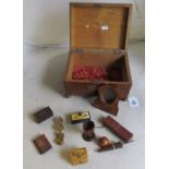 A watch stand, two snuff boxes, box, box et cetera