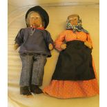 A pair of handmade dolls old man and woman