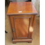 An Edwardian mahogany bedside cupboard with satinwood banding
