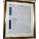 Four framed indentures/documents two dated from the 1700/1800s