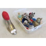 A white metal shoe pin cushion marked sterling, another Bulldog marked 925 and other novelty pin
