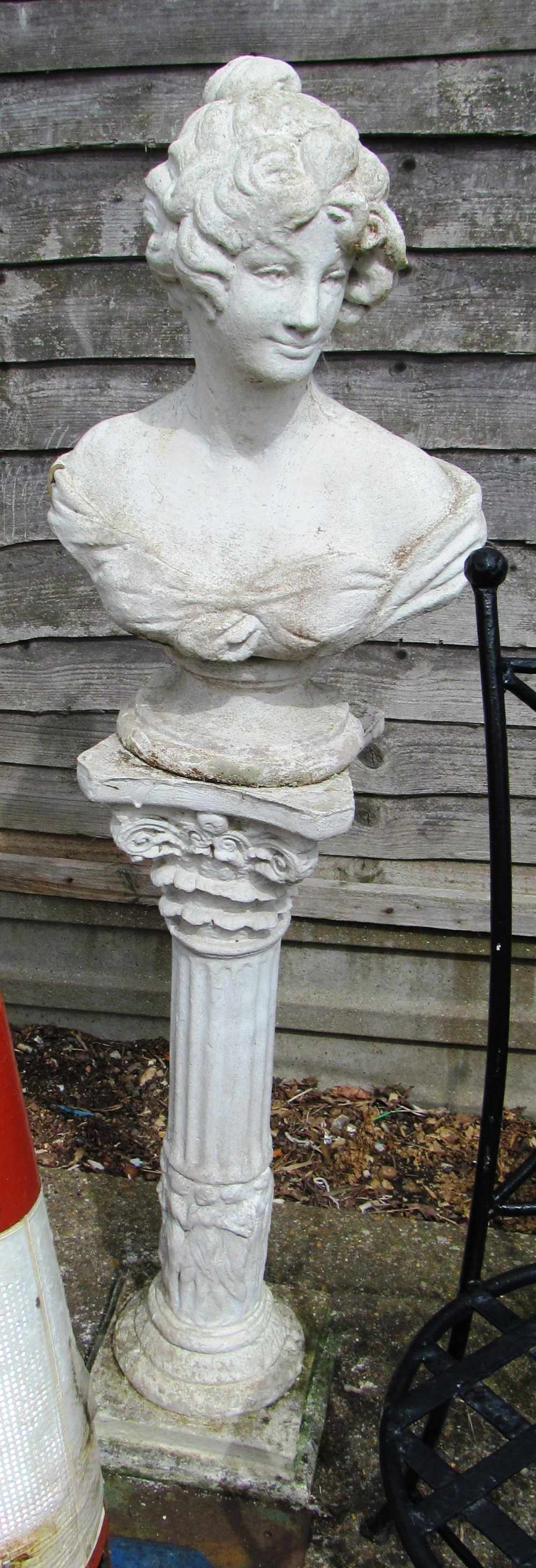 A white bust of a Victorian lady on Corinthian column - Image 2 of 2