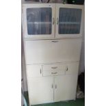 A Hygena retro cream painted kitchen cabinet