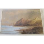 E Stirling Howard - watercolour cliffs and seascape dated 1860 framed and glazed