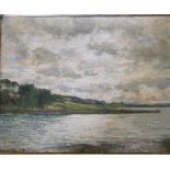 John Falconar Slater (1857-1937) - oil on board river scene in gilt frame signed indistinctly 49