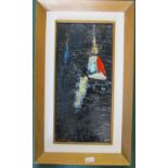 A E Hance - an abstract oil guardsman signed 15cm x 32cm