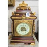 A mahogany bracket clock with gilt metal mounts cream dial inscribed Pearce, Brighton