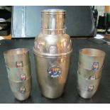 An 800 cocktail shaker 'Venezuala' and six tumblers