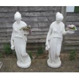 Two garden statues classical ladies